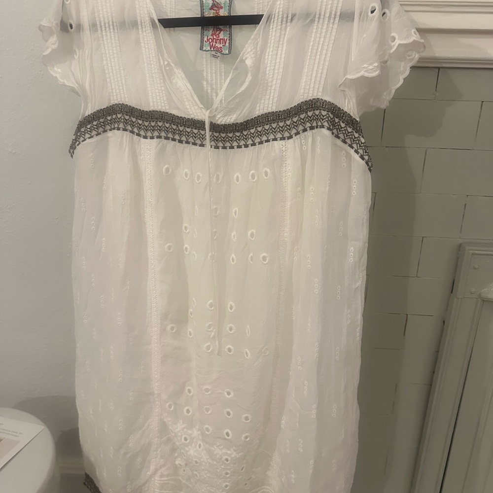 Johnny Was White Eyelet Mini Dress